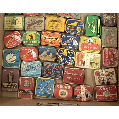 5A - GRAMOPHONE NEEDLE TINS: approx. 55 vintage needle tins, various makers, many with needles