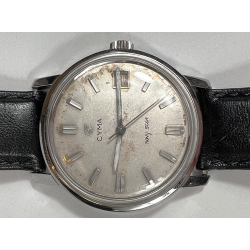 609B - A mid 20th century CYMA Navy Star gents wristwatch in stainless steel case, date aperture, silver ba... 