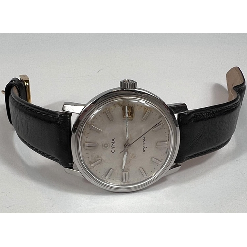 609B - A mid 20th century CYMA Navy Star gents wristwatch in stainless steel case, date aperture, silver ba... 