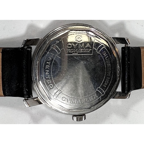 609B - A mid 20th century CYMA Navy Star gents wristwatch in stainless steel case, date aperture, silver ba... 