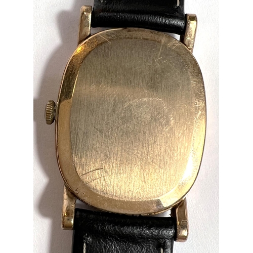 614 - BUECHE GIROD: a c.1906's manual watch with oval black dial and gold hands, case stamped 375, new str... 