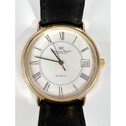 616 - I.W.C. (International Watch Co.)SCHAFFHAUSEN: a c.1975 quartz watch with white dial, black hands and... 