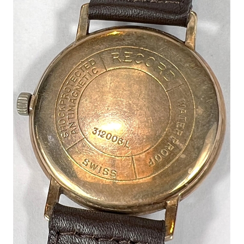 618 - RECORD De Luxe: a vintage Swiss manual watch with silver dial and gold hands and batons, stamped '37... 