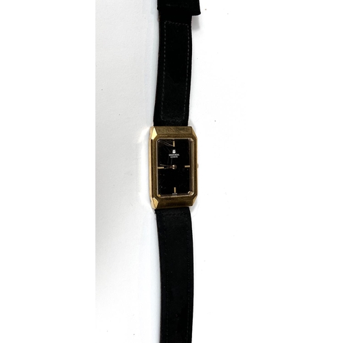 619 - UNIVERSAL GENEVE: a c.1970's watch with rectangular black dial, gold hands and batons, stamped 54213... 