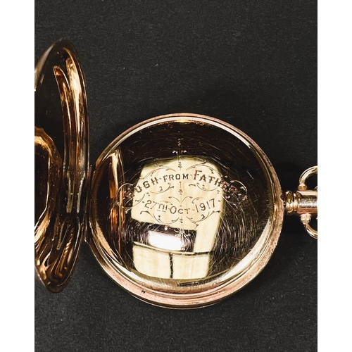 646 - A keyless half hunter pocket watch in monogrammed gold plated case, by Waltham