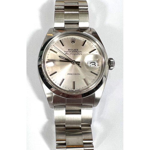 680 - ROLEX: Air-King. Date Oyster Perpetual precision gents wristwatch, stainless steel case and bracelet... 