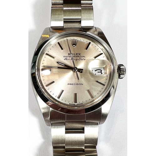 680 - ROLEX: Air-King. Date Oyster Perpetual precision gents wristwatch, stainless steel case and bracelet... 