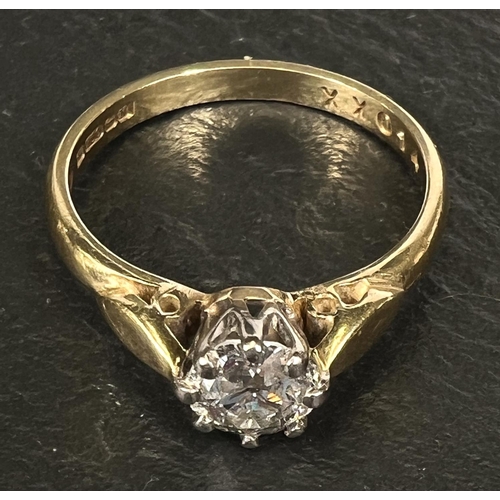 738 - A diamond solitaire ring, brilliant cut stone, 1 caret approx, set in 18 carat yellow gold shank