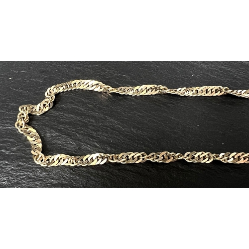 741 - A 9 carat gold flat link twist necklace, 44cm, 12.7gm