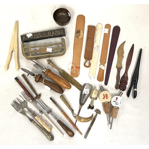 76 - A selection of collectables:  glove stretchers; page turners; knives; etc.