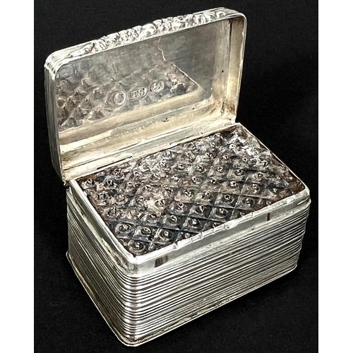 773 - A silver nutmeg grater, William IV, rectangular form with reeded decoration, Birmingham 1833, maker ... 