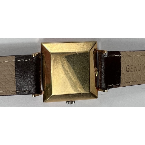 785 - OMEGA: a c.1960 unusual Omega Geneve automatic wristwatch with square 18ct 2 tone gold case (marks t... 