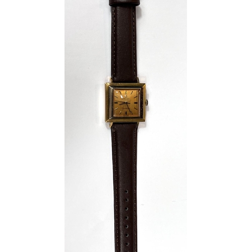 785 - OMEGA: a c.1960 unusual Omega Geneve automatic wristwatch with square 18ct 2 tone gold case (marks t... 