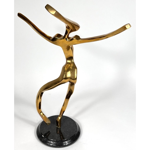 838 - Modernist bronze figure of a dancing woman, unsigned, height 39cm