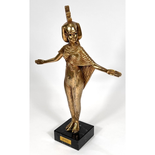 840 - A modern limited edition figure of Isis in gilt metal, on marble plinth, with certificate, height 33... 