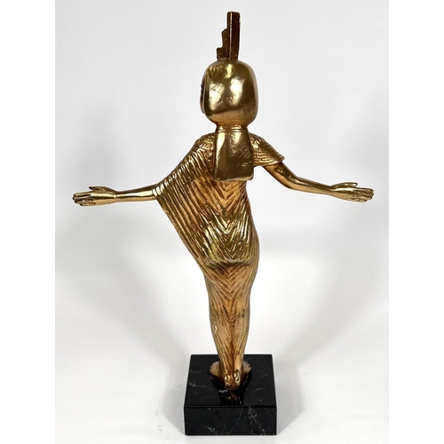 840 - A modern limited edition figure of Isis in gilt metal, on marble plinth, with certificate, height 33... 