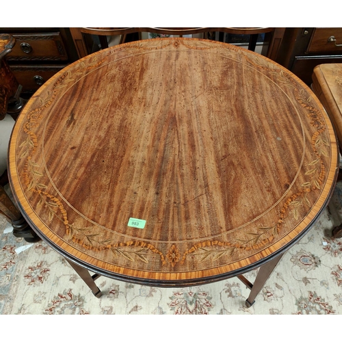 983 - A 19th century circular inlaid table with berry, leaf and swag border with square tapering legs, sma... 