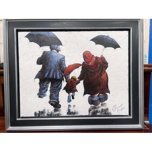 850 - Alexander Millar:  Splish Splash I was taking a bath, oil on canvas, signed,71 x 91m framed