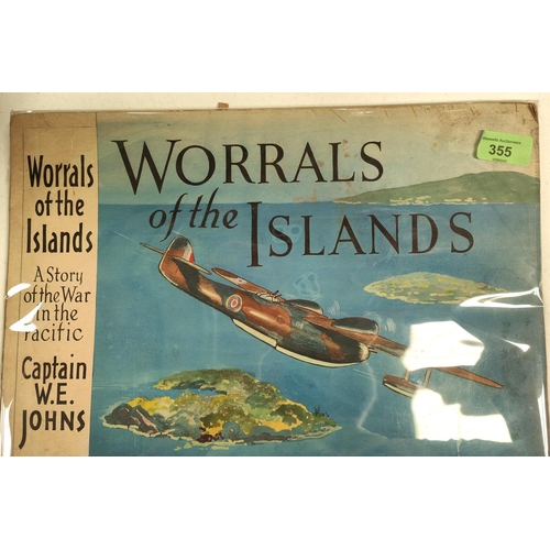 355 - An original book cover mock up 'Worrals of the Island' with watercolour artwork by Leslie Stead for ... 