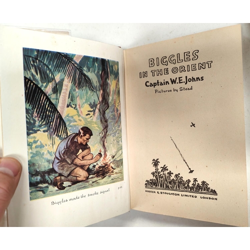 359 - CAPTAIN W.E. JOHNS: Five first edition Biggles novels published by Hodder & Stoughton, 'Biggles'... 