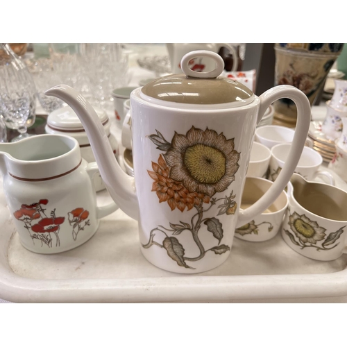 529 - A Royal Doulton Field Flower 15 piece coffee set; a Susie Cooper Sunflower 15 piece coffee set