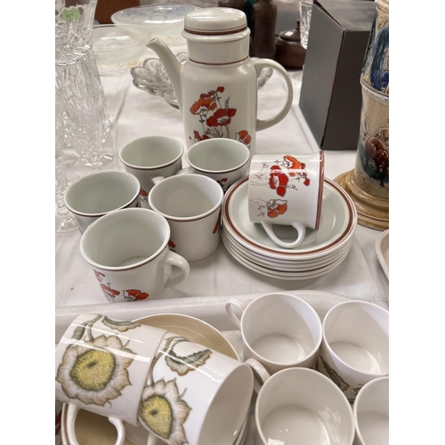 529 - A Royal Doulton Field Flower 15 piece coffee set; a Susie Cooper Sunflower 15 piece coffee set