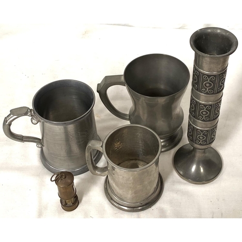 109 - A pewter tankard, two others and a vintage Jonelle Stainless Steel Cutlery Service etc