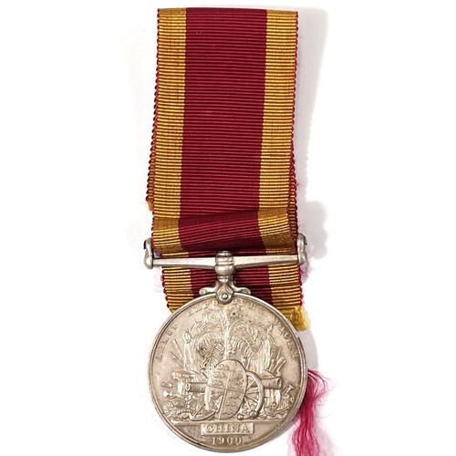 198 - CHINA WAR MEDAL 1900, awarded to SURG J.D. THOMPSON, HANKOW VOLS, no claps, with original lustre inc... 