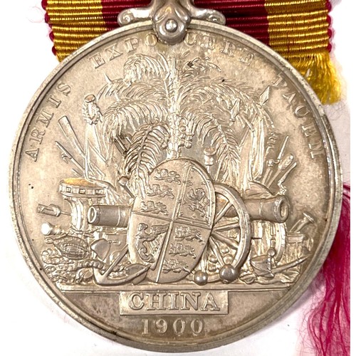 198 - CHINA WAR MEDAL 1900, awarded to SURG J.D. THOMPSON, HANKOW VOLS, no claps, with original lustre inc... 