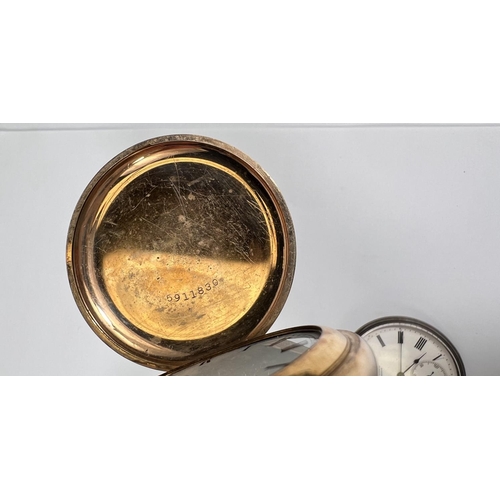 611A - A white metal cased open faced pocket watch and two others, gilt Hunter and another