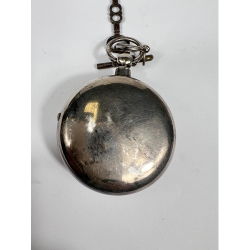 611B - A 19th century hallmarked silver pear cased  pocket watch with outer and inner case, with fusee move... 