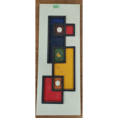 879 - 'Composition One' a mid 20th century mixed media artwork with bold painted geometric designs