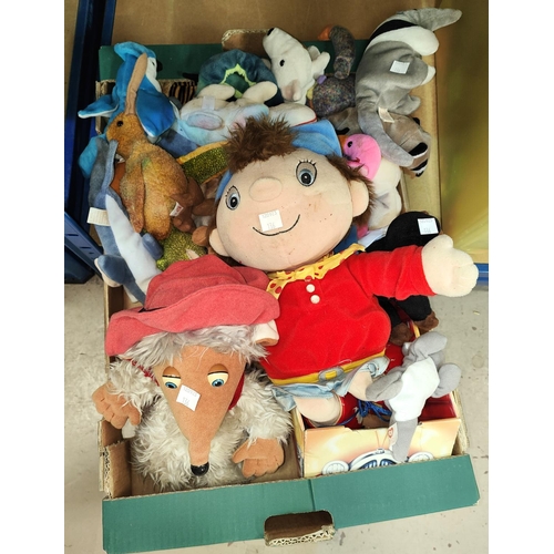 136 - A good collection of TV Beanie Babies (tags separate) a Womble and Noddy; A Robosapien remote contro... 