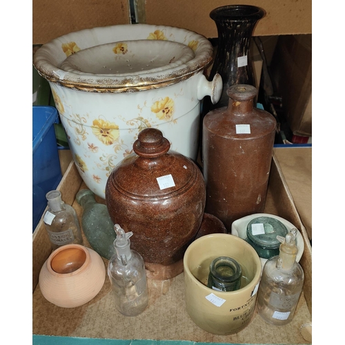 137 - A late 19th century/early 20th century Royal Vitreous Slop Bucket with drain dish above; a selection... 