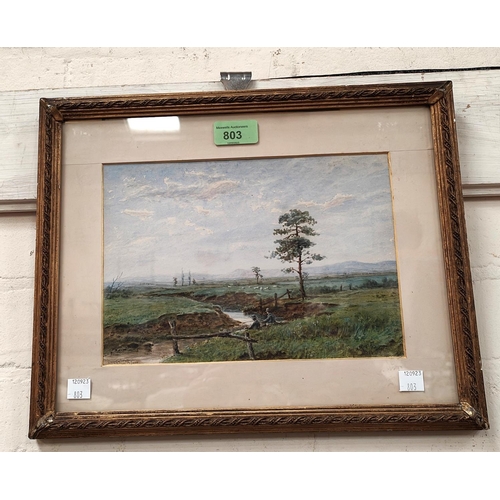 803 - Edgar Stanley: watercolour fishing scene by a river, signed and dated 1880, framed and glazed 17x24c... 