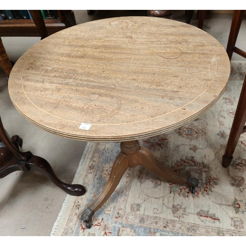 938 - A nest of 2 trio style occasional tables; a pedestal occasional table; a stool