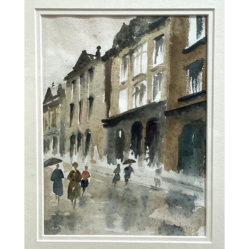 818 - Michael Aubrey:  A Very Rainy Day, watercolour, signed, 30 x 22cm, framed and glazed.