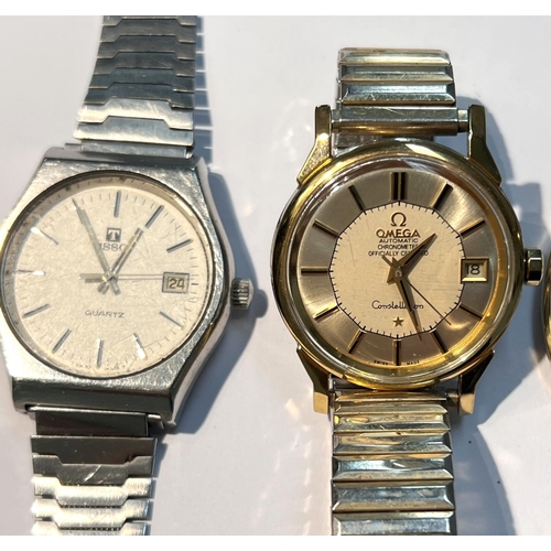 612B - A good collection of gents wristwatches, Omega, Tissot, Bulova etc