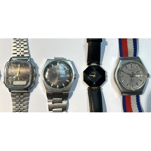 612B - A good collection of gents wristwatches, Omega, Tissot, Bulova etc