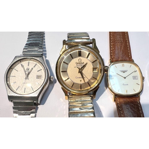 612B - A good collection of gents wristwatches, Omega, Tissot, Bulova etc