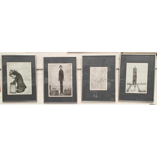 829A - After Laurence Stephen Lowry:- Four limited edition unsigned prints, framed and glazed, monochrome p... 