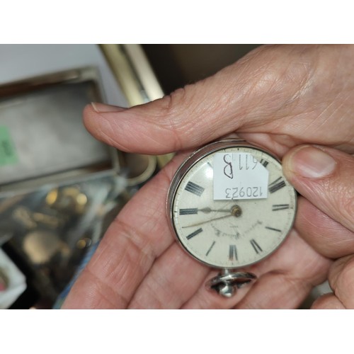 611B - A 19th century hallmarked silver pear cased  pocket watch with outer and inner case, with fusee move... 