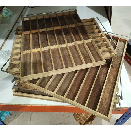 144 - 8 vintage wooden printers trays