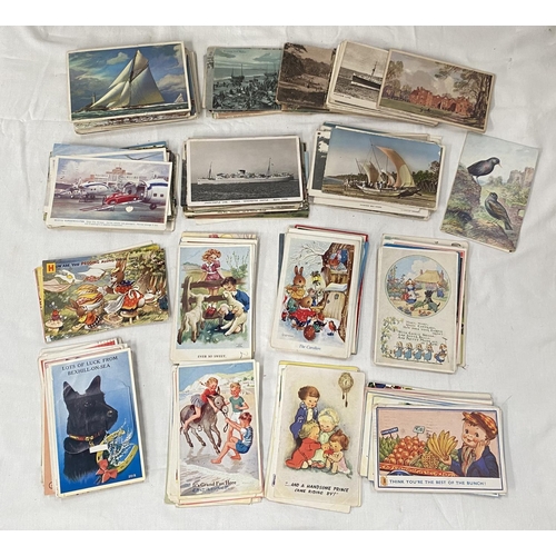 189A - A large selection of early 20th century postcards inc. topographical trains, ships, birds, children'... 