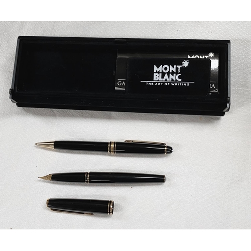 195B - A Mont Blanc Fountain Pen, 14 carat nib, and a Ball Point in a box.