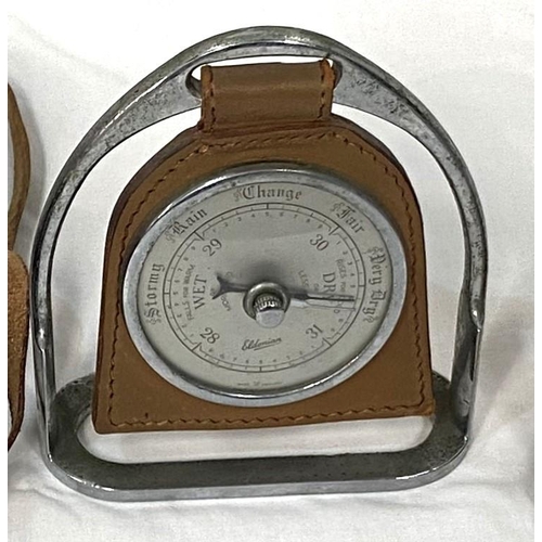 2 - A cased pair of Viking Minor binoculars, Newbold & Bulford Ltd; a barometer on stirrup