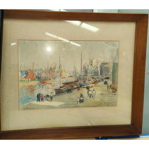 20B - A watercolour of a Venetian scene framed and glazed, a Chinese print of a cat framed and glazed and ... 