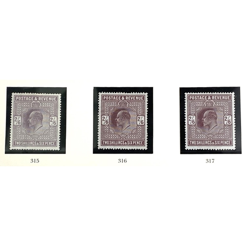 259 - GB: EVII - SG 315, 316, 317 2s 6d purple, M/M