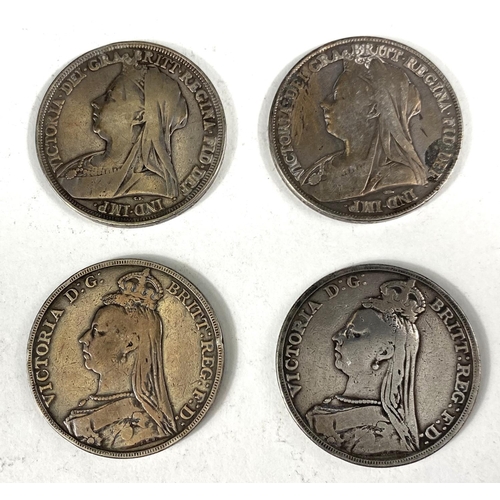 311 - GB: 4 QV crowns, 1889, 1890, 1896, 1899