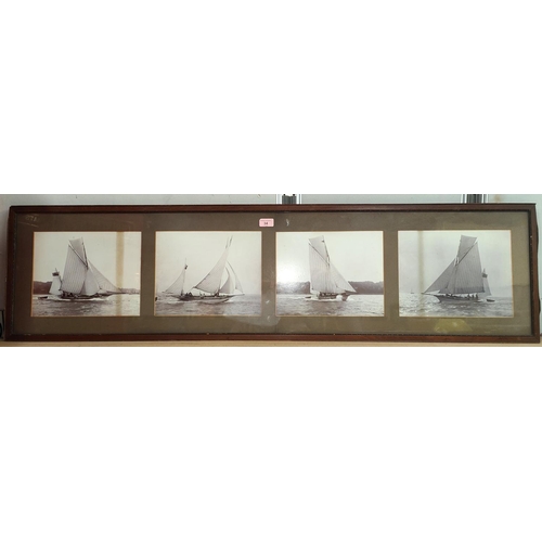 34 - COWES, IOW 4 sepia prints of a yacht in full sail, KIRK & SONS, c. 1900, framed, (each photo 22 ... 